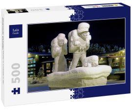 Lais Puzzle - Denkmal für die ersten Siedler in Lycksele in der Winternacht, Schweden - 500 Teile
