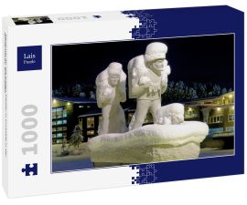 Lais Puzzle - Denkmal für die ersten Siedler in Lycksele in der Winternacht, Schweden - 1.000 Teile