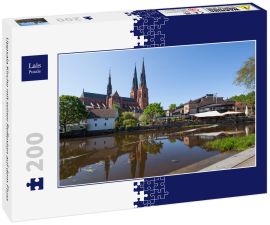 Lais Puzzle - Uppsala Kirche mit seiner Reflexion auf dem Fluss - 200 Teile