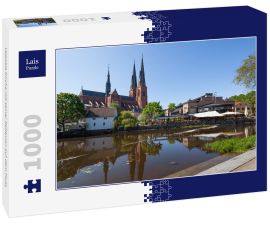 Lais Puzzle - Uppsala Kirche mit seiner Reflexion auf dem Fluss - 1.000 Teile