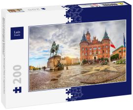 Lais Puzzle - Blick auf Helsingborg Rathaus von Stortorget Platz in regnerischen Abend in Helsingborg, Schweden - 200 Teile