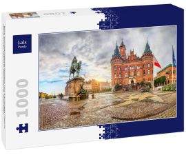 Lais Puzzle - Blick auf Helsingborg Rathaus von Stortorget Platz in regnerischen Abend in Helsingborg, Schweden - 1.000 Teile