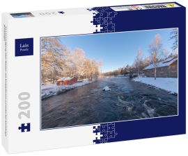 Lais Puzzle - Sonnenaufgang über Wasser am Knappforsen Lunedet bei Karlskoga Schweden - 200 Teile