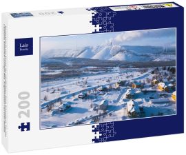 Lais Puzzle - Winteransicht von Kiruna, der nördlichsten Stadt Schwedens, Provinz Lappland, winterlich sonniges Bild, aufgenommen von einer Drohne - 200 Teile