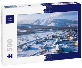 Lais Puzzle - Winteransicht von Kiruna, der nördlichsten Stadt Schwedens, Provinz Lappland, winterlich sonniges Bild, aufgenommen von einer Drohne - 500 Teile