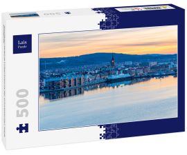 Lais Puzzle - Sonnenuntergang Luftaufnahme der schwedischen Stadt Sundsvall - 500 Teile