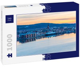 Lais Puzzle - Sonnenuntergang Luftaufnahme der schwedischen Stadt Sundsvall - 1.000 Teile