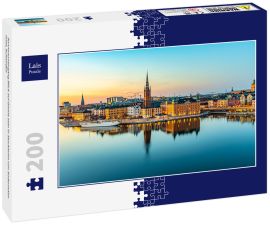 Lais Puzzle - Sonnenuntergang Blick auf Gamla stan in Stockholm von Sodermalm Insel, Schweden - 200 Teile