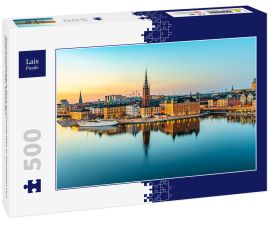 Lais Puzzle - Sonnenuntergang Blick auf Gamla stan in Stockholm von Sodermalm Insel, Schweden - 500 Teile