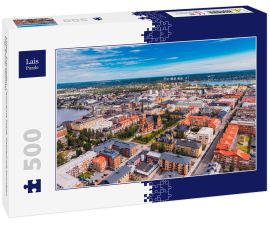 Lais Puzzle - Lulea, Schweden: Panorama Stadt, Kathedrale sonnigen Tag, blauer Himmel - 500 Teile