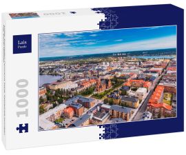 Lais Puzzle - Lulea, Schweden: Panorama Stadt, Kathedrale sonnigen Tag, blauer Himmel - 1.000 Teile