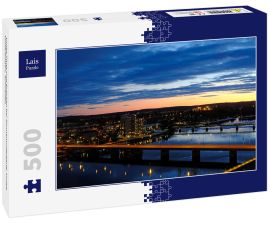 Lais Puzzle - Umea Fluss und Brücken bei Sonnenuntergang, Umea, Vasterbotten, Schweden - 500 Teile