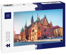 Lais Puzzle - Bunte Morgenszene auf dem Breslauer Marktplatz mit Rathaus - 500 Teile