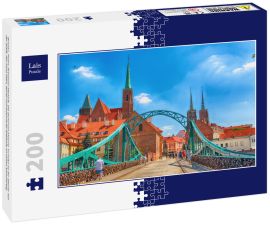 Lais Puzzle - Breslau, Polen: Breslauer Altstadt. Die Dominsel (Ostrow Tumski) ist der älteste Teil der Stadt. Der Fluss Odra, Boote und historische Gebäude an einem Sommertag - 200 Teile