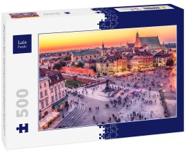 Lais Puzzle - Warschau, Polen: Schlossplatz und das Königsschloss, Zamek Krolewski w Warszawie im Sonnenuntergang des Sommers - 500 Teile
