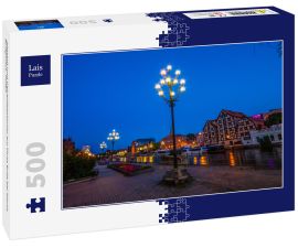 Lais Puzzle - Altstadt und Getreidespeicher am Fluss Brda bei Nacht. Bydgoszcz. Polen - 500 Teile