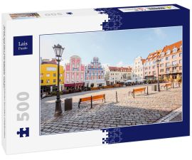 Lais Puzzle - Blick auf den Marktplatz mit schönen bunten Gebäuden im Morgenlicht in Stettin, Polen - 500 Teile