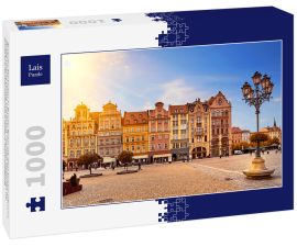 Lais Puzzle - Zentraler Marktplatz in Breslau Polen mit alten bunten Häusern, Straße Laterne Lampe und zu Fuß Touristen Menschen bei herrlichen atemberaubenden Morgen Sonnenaufgang - 1.000 Teile