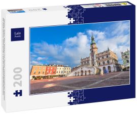 Lais Puzzle - Zamosc, Polen: Altes Rathaus von Zamosc und dramatischer Himmel. Die Stadt Zamosc steht auf der Liste des UNESCO-Weltkulturerbes. - 200 Teile