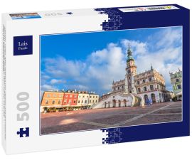 Lais Puzzle - Zamosc, Polen: Altes Rathaus von Zamosc und dramatischer Himmel. Die Stadt Zamosc steht auf der Liste des UNESCO-Weltkulturerbes. - 500 Teile