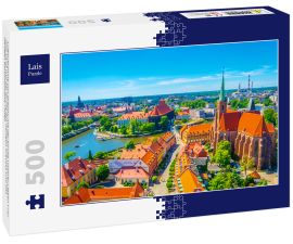 Lais Puzzle - Luftaufnahme von Breslau mit der Kirche Unserer Lieben Frau vom Sand und der Kirche des Heiligen Kreuzes und des Heiligen Bartholomäus, Polen - 500 Teile