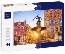 Lais Puzzle - Polen, Danzig, Berühmter Neptunbrunnen bei Sonnenuntergang. Beliebte Touristenattraktion und Reiseziel in Europa - 1.000 Teile