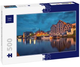 Lais Puzzle - Bydgoszcz, Polen. Blick auf alte Fachwerkhäuser am Ufer des Flusses Brda in der Abenddämmerung - 500 Teile