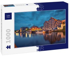 Lais Puzzle - Bydgoszcz, Polen. Blick auf alte Fachwerkhäuser am Ufer des Flusses Brda in der Abenddämmerung - 1.000 Teile