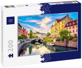 Lais Puzzle - Blick auf das Stadtbild am Flusskanal Ljubljanica in der Altstadt von Ljubljana. Ljubljana ist die Hauptstadt Sloweniens und ein bekanntes europäisches Touristenziel - 200 Teile