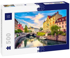 Lais Puzzle - Blick auf das Stadtbild am Flusskanal Ljubljanica in der Altstadt von Ljubljana. Ljubljana ist die Hauptstadt Sloweniens und ein bekanntes europäisches Touristenziel - 500 Teile