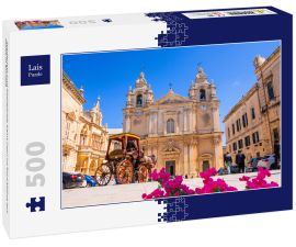 Lais Puzzle - Stadtplatz und Kathedrale Saint Poul im Dorf Mdina auf Malta in Europa - 500 Teile