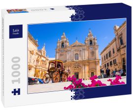 Lais Puzzle - Stadtplatz und Kathedrale Saint Poul im Dorf Mdina auf Malta in Europa - 1.000 Teile