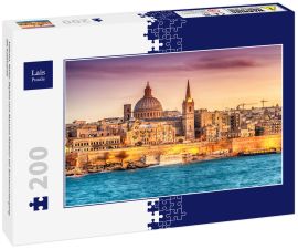 Lais Puzzle - Valletta, Malta: Skyline vom Marsans Harbour bei Sonnenuntergang. Die Kathedrale - 200 Teile