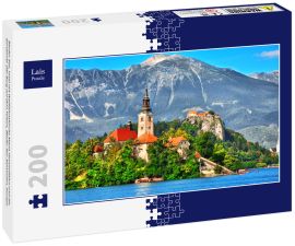Lais Puzzle - Bleder See, Insel mit Wallfahrtskirche Maria Himmelfahrt und die berühmte alte Burg auf dem Felsen, Bleder See Slowenien, Europa - 200 Teile