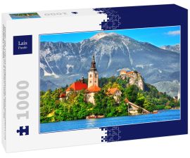 Lais Puzzle - Bleder See, Insel mit Wallfahrtskirche Maria Himmelfahrt und die berühmte alte Burg auf dem Felsen, Bleder See Slowenien, Europa - 1.000 Teile