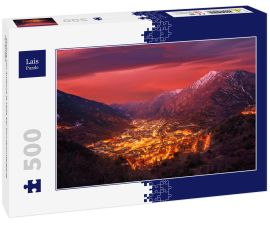 Lais Puzzle - Skyline von Andorra la Vella bei Sonnenuntergang Pyrenäen - 500 Teile