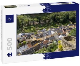 Lais Puzzle - Erhöhter Panoramablick auf die Stadt Larochette, Fiels oder Fels in Luxemburg vom Schloss Larochette - 500 Teile