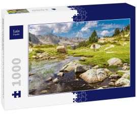Lais Puzzle - Beeindruckende Aussicht auf die Pyrenäenlandschaft in Andorra, mit Wanderin - 1.000 Teile