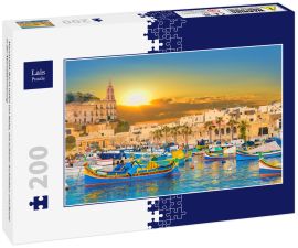 Lais Puzzle - Marsaxlokk Bucht Hafen von Malta, mit schöner Architektur und Boote in der Abenddämmerung - 200 Teile
