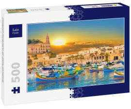 Lais Puzzle - Marsaxlokk Bucht Hafen von Malta, mit schöner Architektur und Boote in der Abenddämmerung - 500 Teile