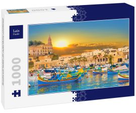 Lais Puzzle - Marsaxlokk Bucht Hafen von Malta, mit schöner Architektur und Boote in der Abenddämmerung - 1.000 Teile