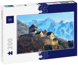 Lais Puzzle - Schloss Vaduz, Liechtenstein, mit schneebedeckten Alpenbergen im Hintergrund - 200 Teile