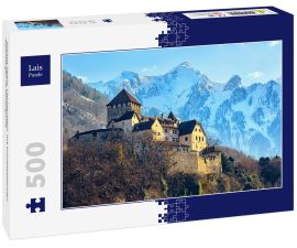 Lais Puzzle - Schloss Vaduz, Liechtenstein, mit schneebedeckten Alpenbergen im Hintergrund - 500 Teile