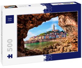 Lais Puzzle - Bled, Slowenien - Luftaufnahme der schönen Burg Bled (Blejski Grad) mit dem Bleder See (Blejsko Jezero), der Kirche Mariä Himmelfahrt und den Julischen Alpen im Hintergrund an einem Sommertag - 500 Teile