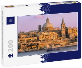Lais Puzzle - Malta, Valletta, Skyline mit anglikanischer St. Pauls Kathedrale und Karmeliterkirche von Sliema aus - 200 Teile