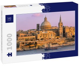 Lais Puzzle - Malta, Valletta, Skyline mit anglikanischer St. Pauls Kathedrale und Karmeliterkirche von Sliema aus - 1.000 Teile