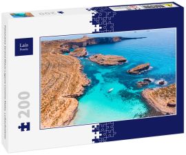 Lais Puzzle - Panorama Strand Blaue Lagune Comino Malta. Luftaufnahme - 200 Teile