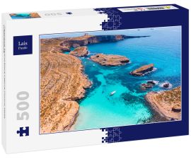 Lais Puzzle - Panorama Strand Blaue Lagune Comino Malta. Luftaufnahme - 500 Teile