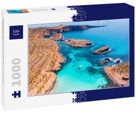 Lais Puzzle - Panorama Strand Blaue Lagune Comino Malta. Luftaufnahme - 1.000 Teile