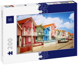 Lais Puzzle - Straße mit typisch gestreiften Häusern Costa Nova, Aveiro, Portugal, retrogetönt - 200 Teile